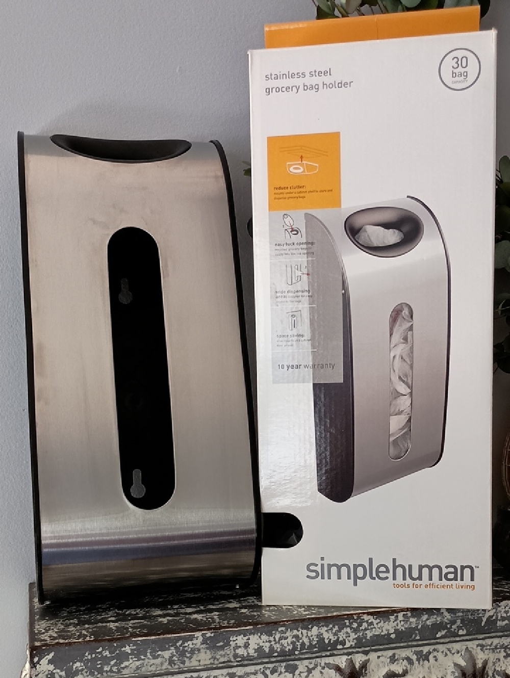 simplehuman Stainless Steel and Black Bag Dispenser